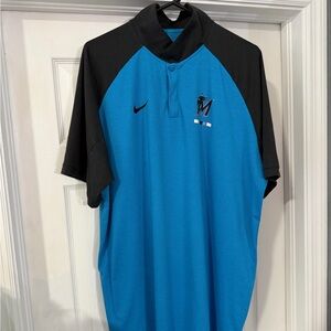 Miami Marlins Nike Blue and Black Men's Polo Shirt